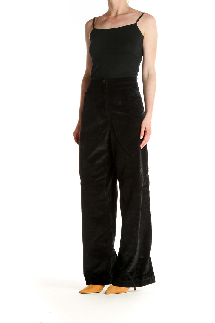 Black Solid Classic Trousers