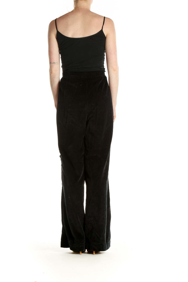 Black Solid Classic Trousers