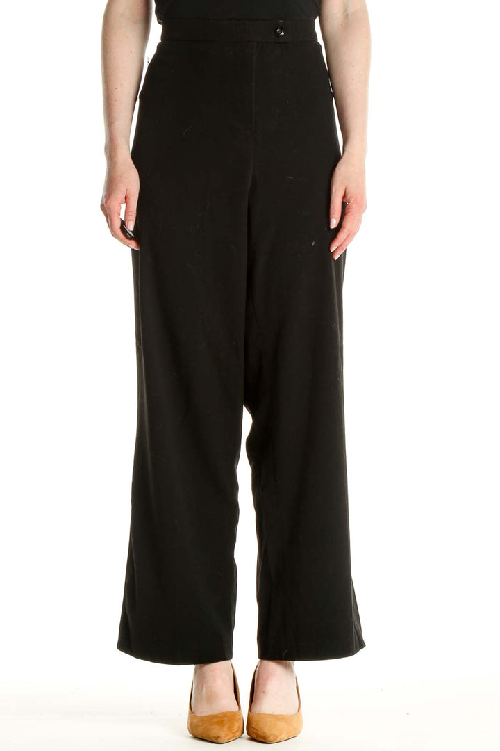 Black Solid All Day Wear Wide Leg Trousers