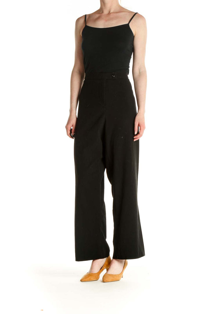 Black Solid All Day Wear Wide Leg Trousers