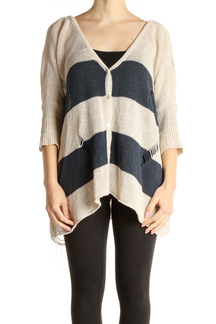 Beige Colorblock All Day Wear Sweater