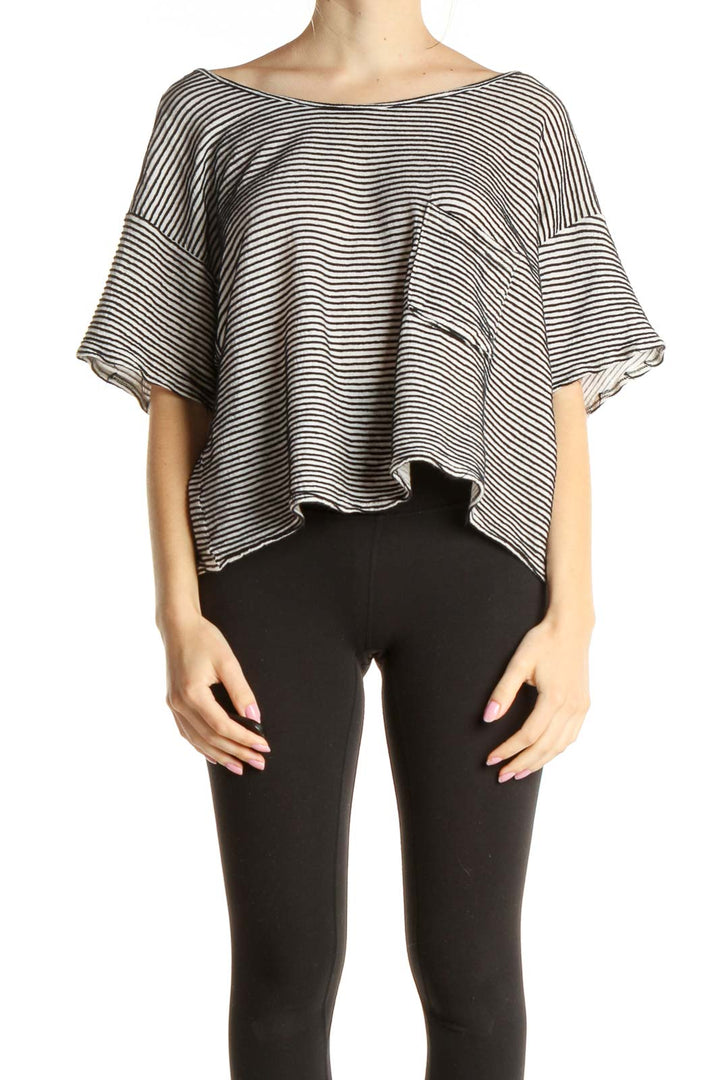 White Striped All Day Wear T-Shirt