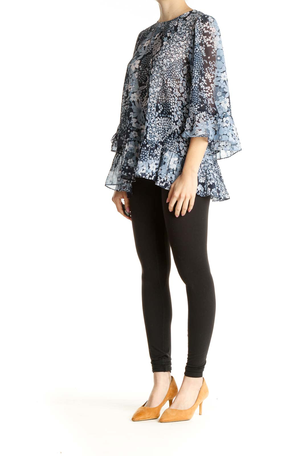 Blue Floral Print Blouse