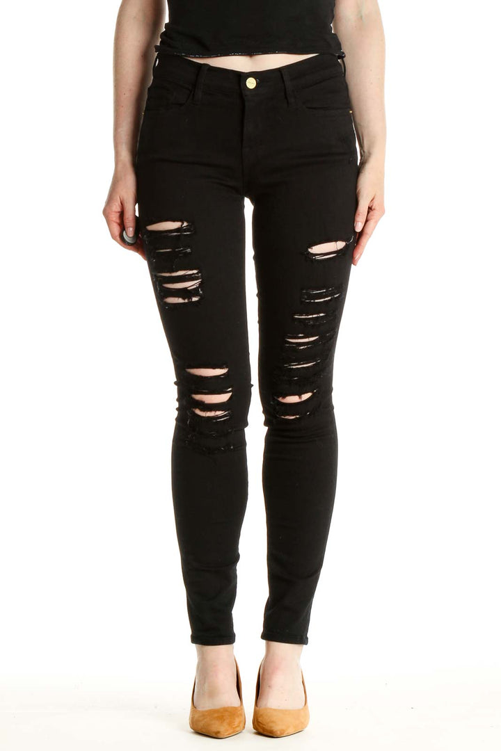 Black Distressed Skinny Jeans