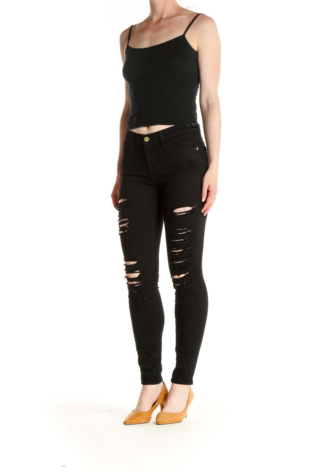 Black Distressed Skinny Jeans