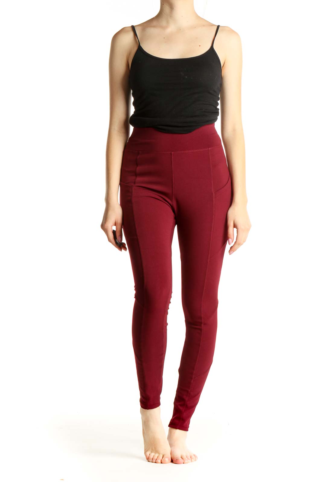 Red Solid Activewear Leggings