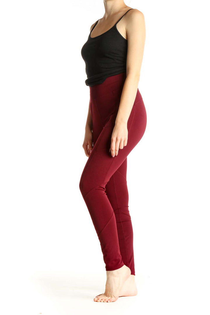 Red Solid Activewear Leggings