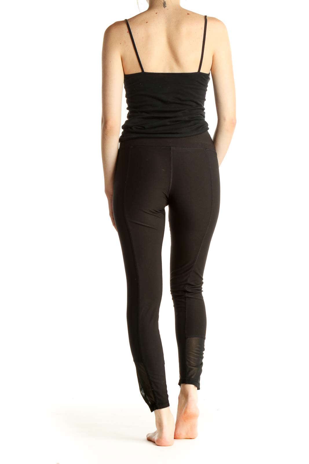 Black Solid Casual Leggings