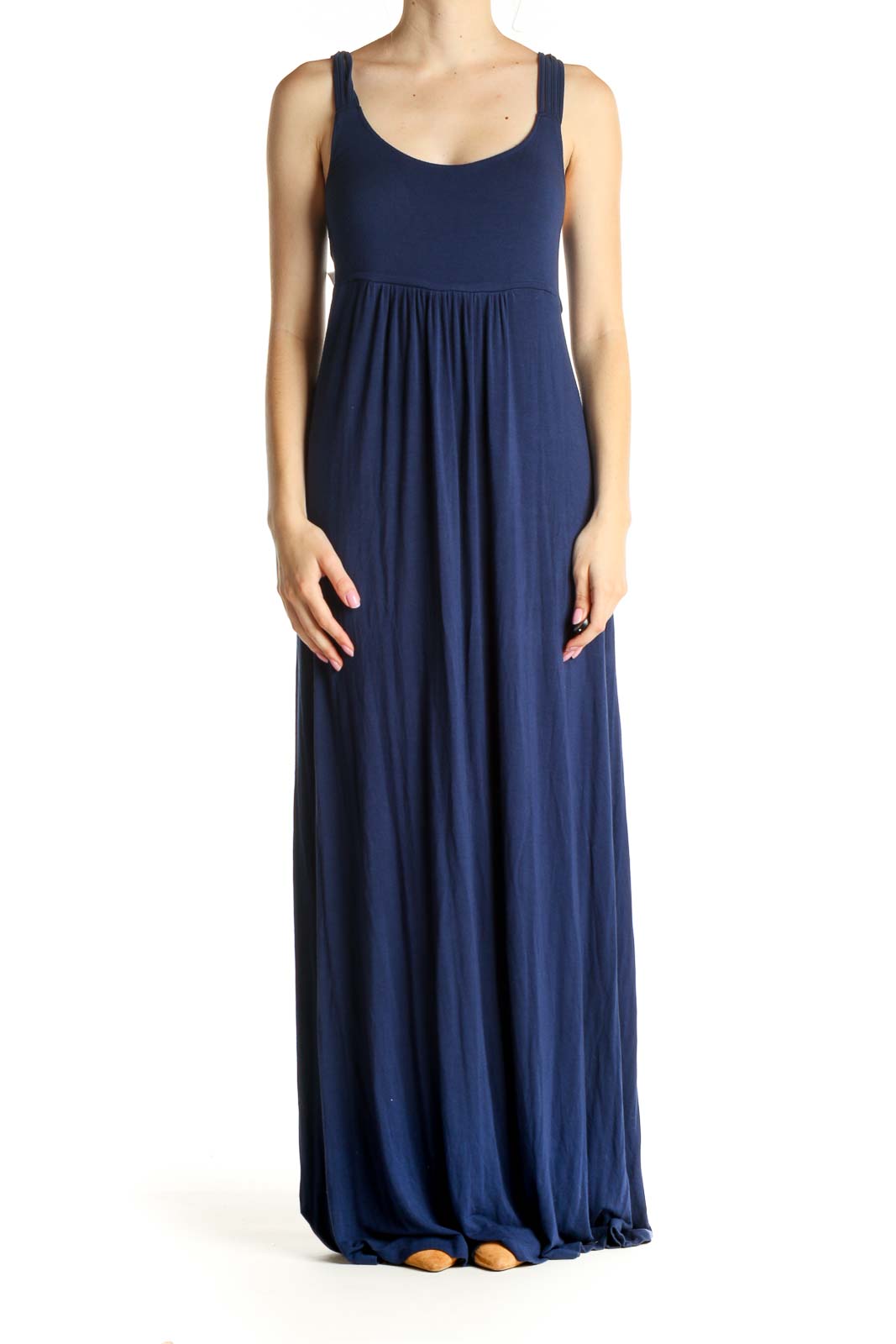 Blue Solid Classic Column Dress