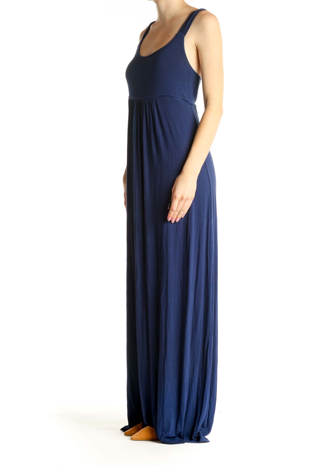 Blue Solid Classic Column Dress