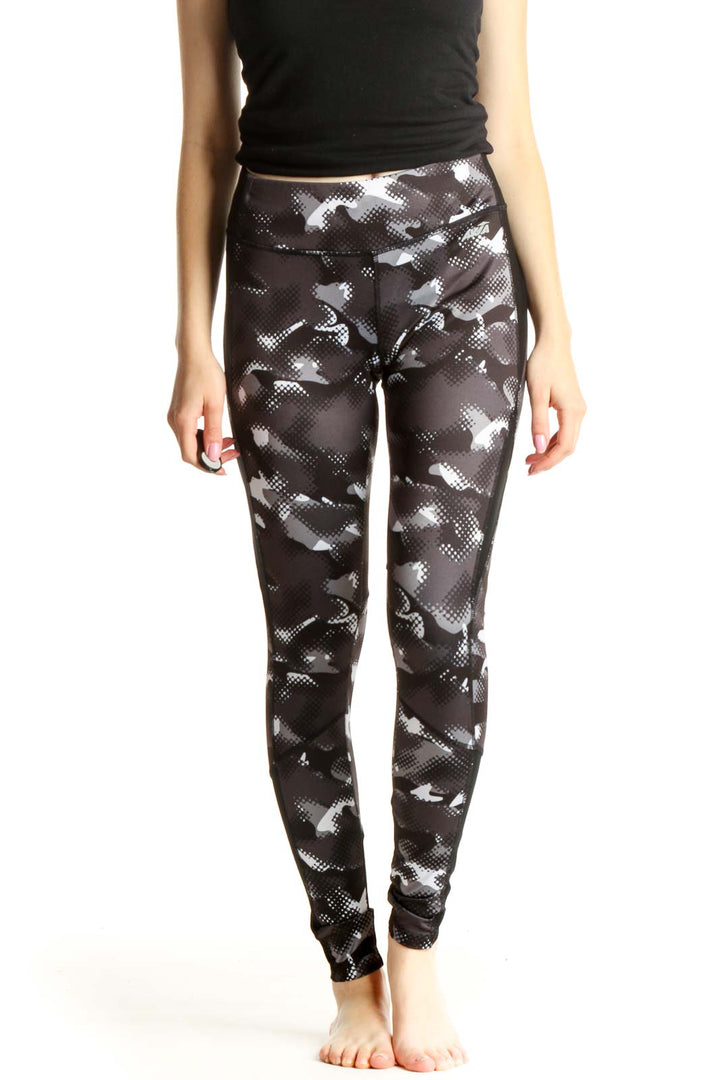 Gray Printed Activewear Leggings