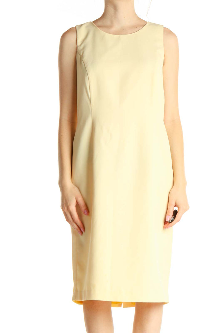 Yellow Solid Classic Sheath Dress