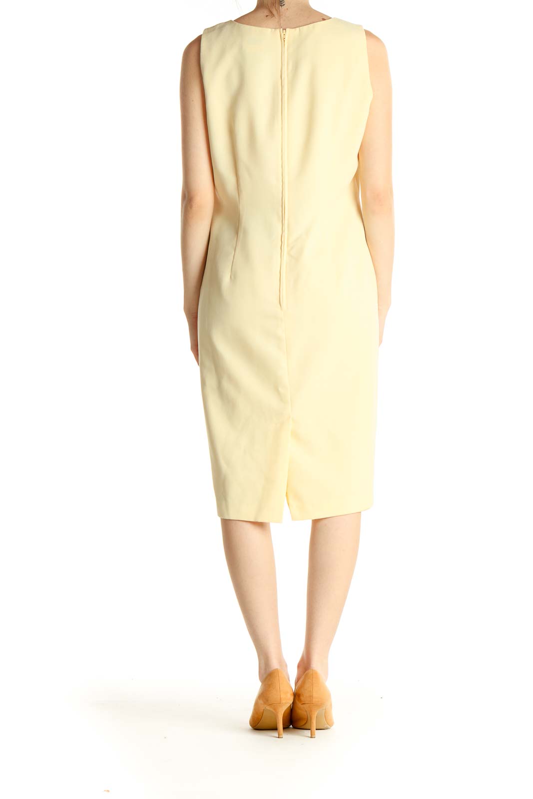 Yellow Solid Classic Sheath Dress