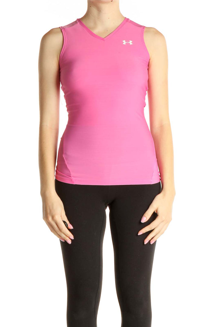 Pink Solid Activewear Tank Top