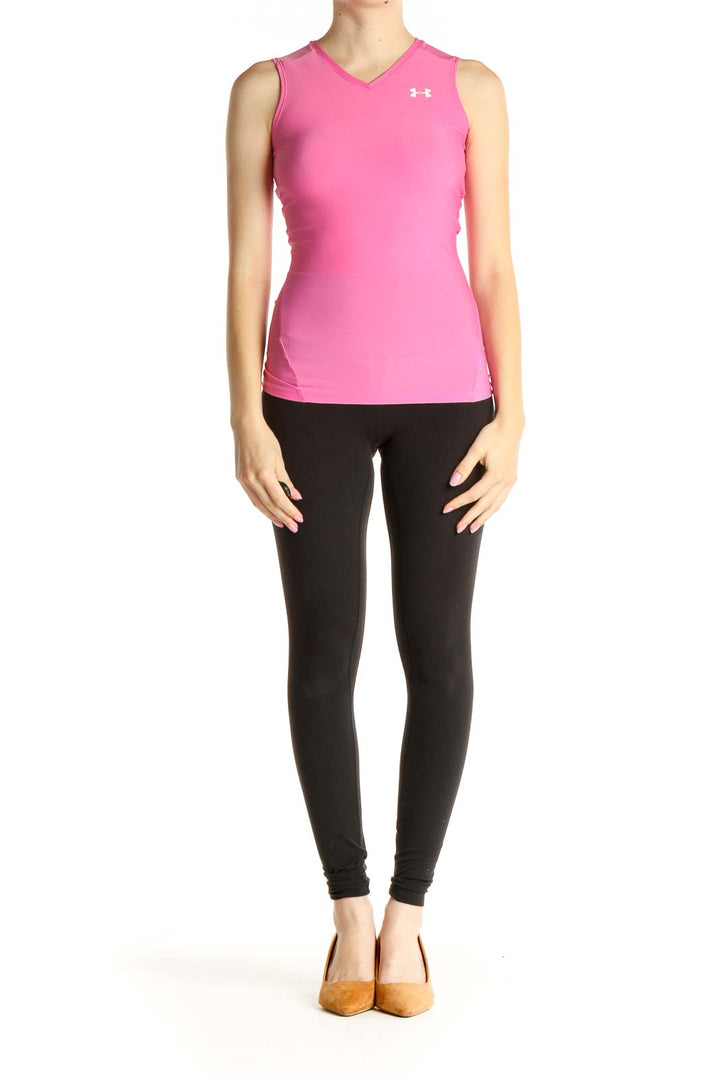 Pink Solid Activewear Tank Top