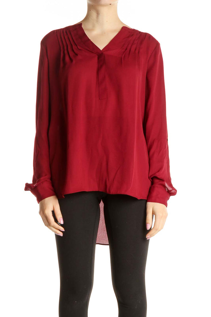 Red Solid All Day Wear Blouse