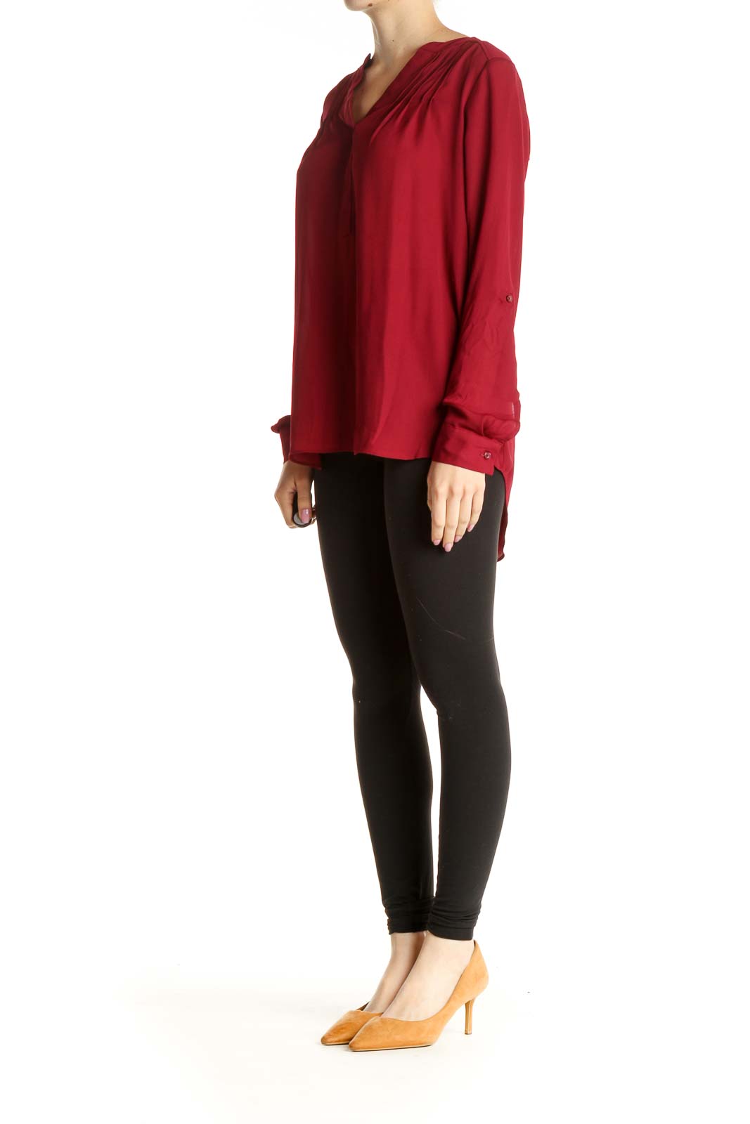 Red Solid All Day Wear Blouse