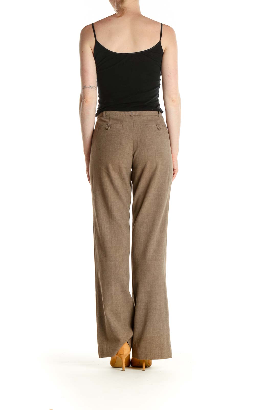 Brown Textured Casual Trousers