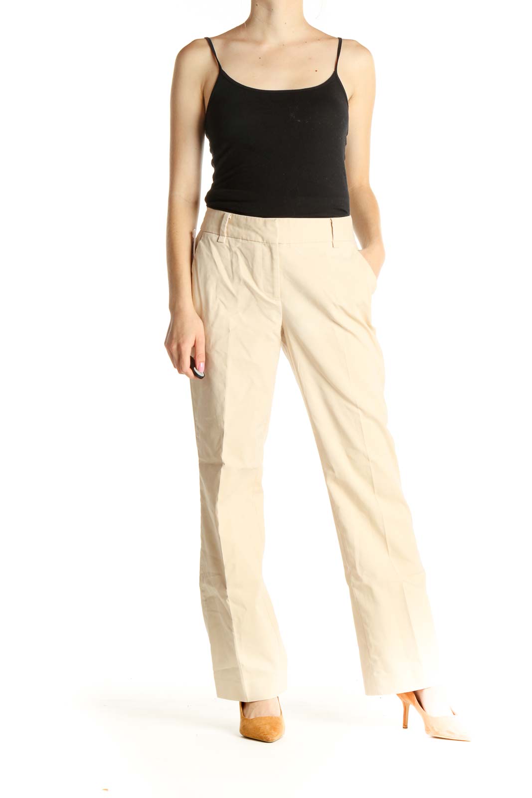 Beige All Day Wear Trousers