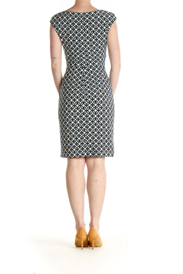 White Printed Classic Sheath Dress