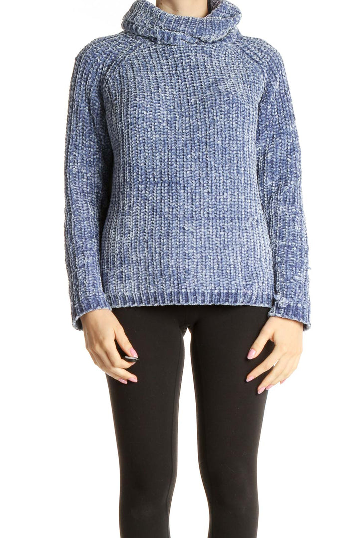 Blue Textured All Day Wear Sweater