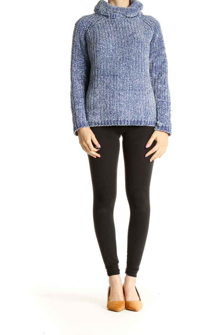 Blue Textured All Day Wear Sweater