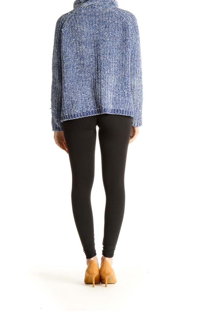 Blue Textured All Day Wear Sweater