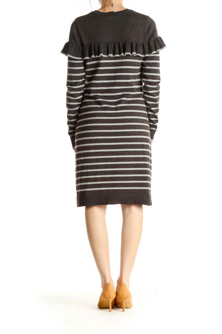 Gray Striped Day Shift Dress