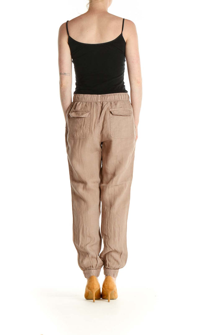 Brown Solid Casual Trousers