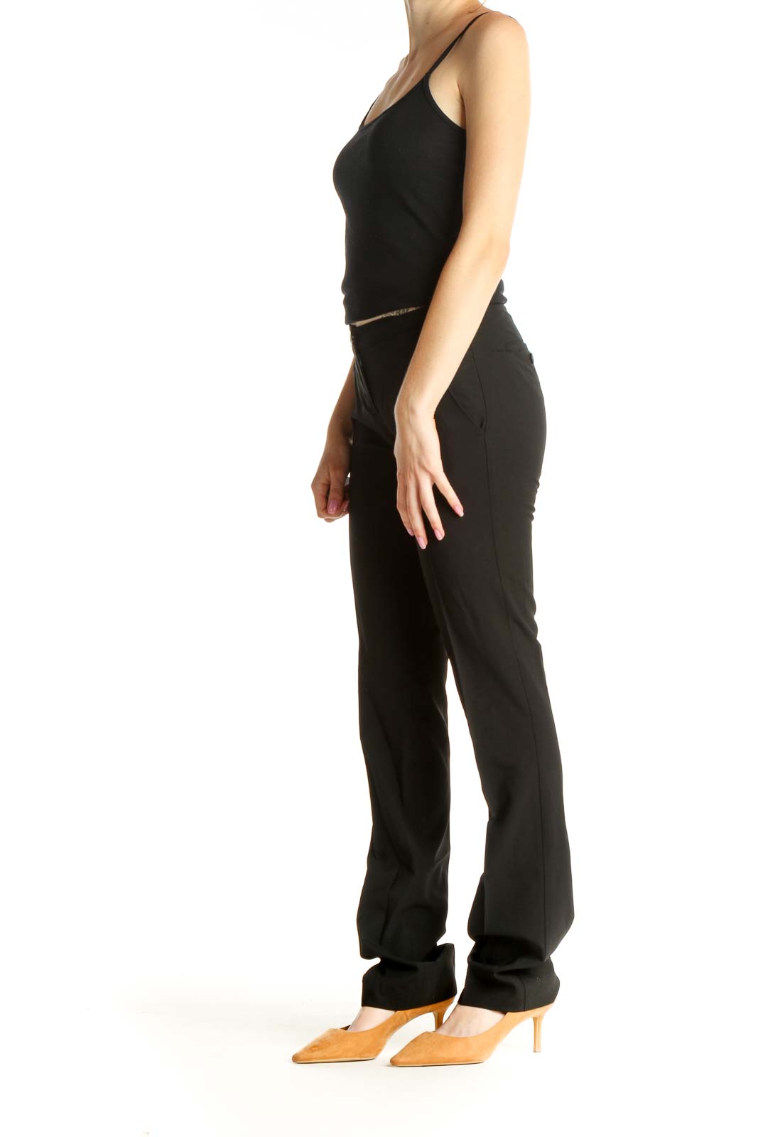 Black Solid Casual Trousers