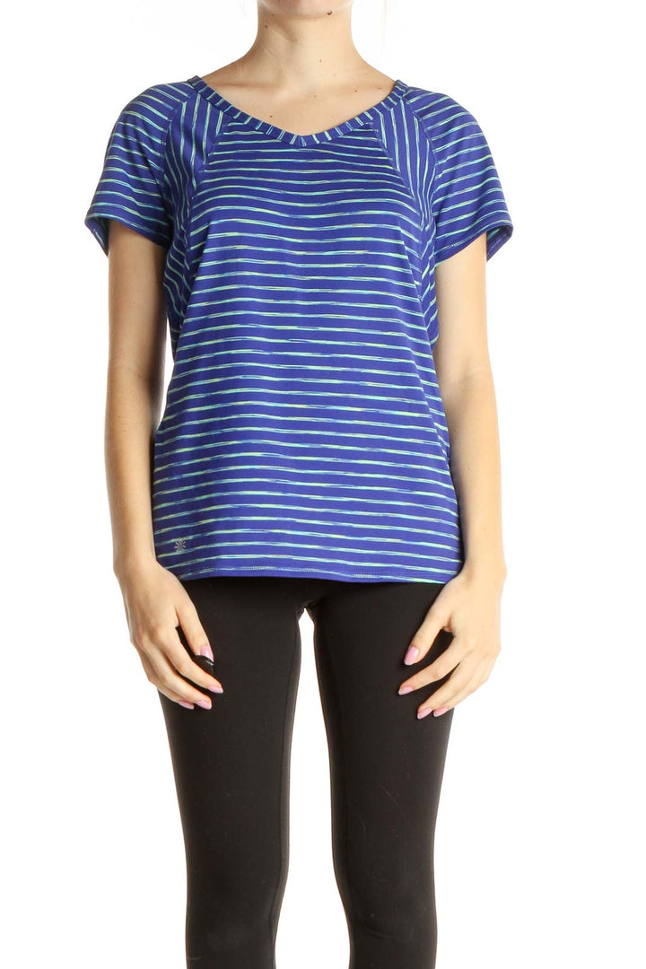 Blue Striped Activewear T-Shirt