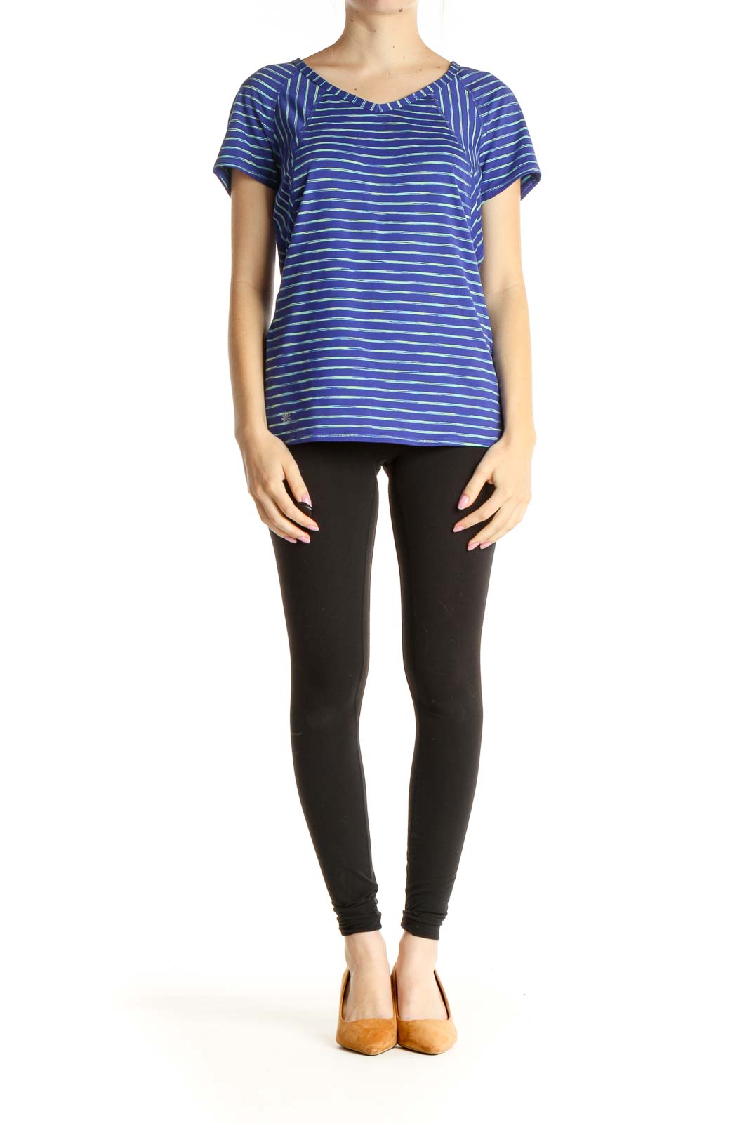 Blue Striped Activewear T-Shirt