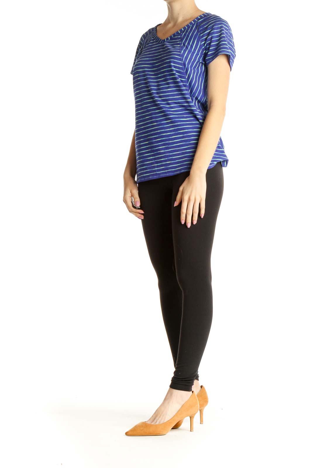 Blue Striped Activewear T-Shirt