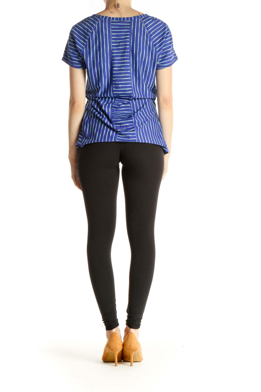 Blue Striped Activewear T-Shirt