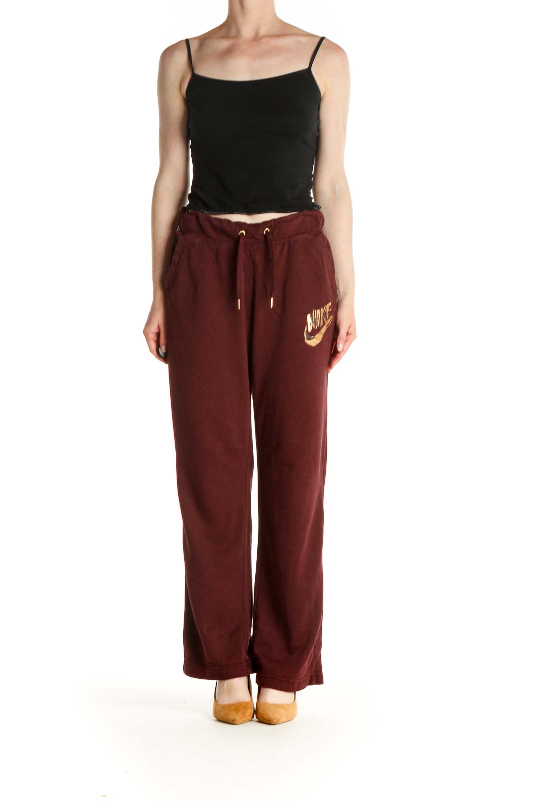 Red Solid Casual Sweatpants