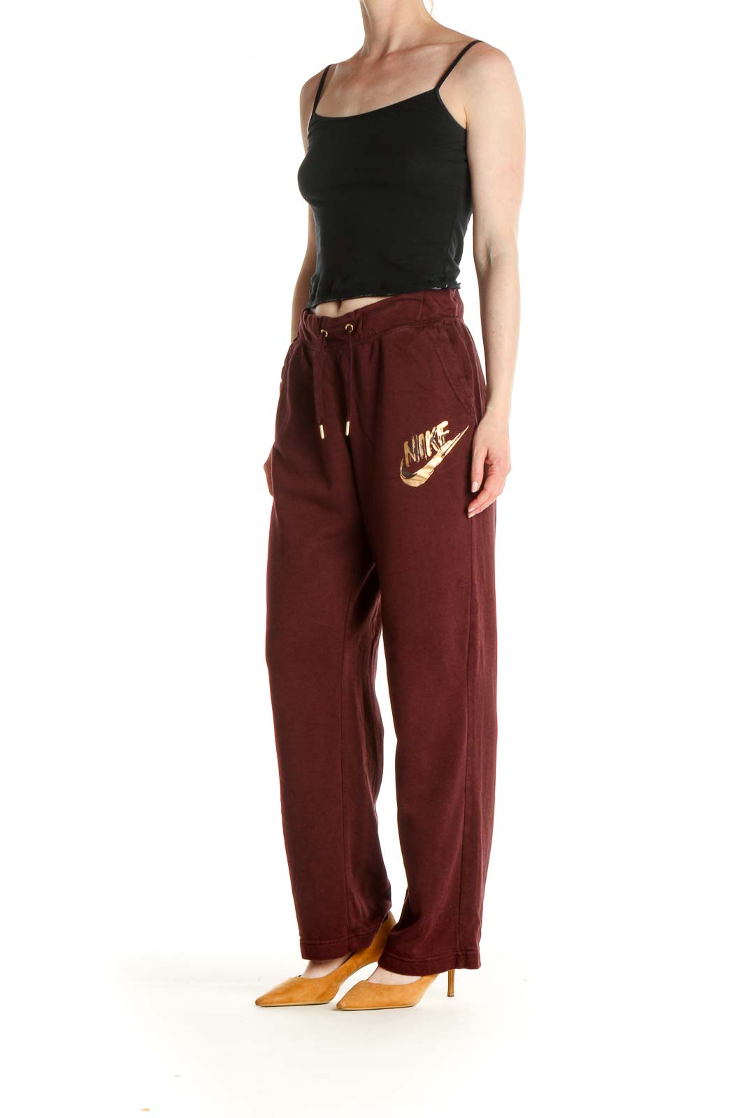 Red Solid Casual Sweatpants