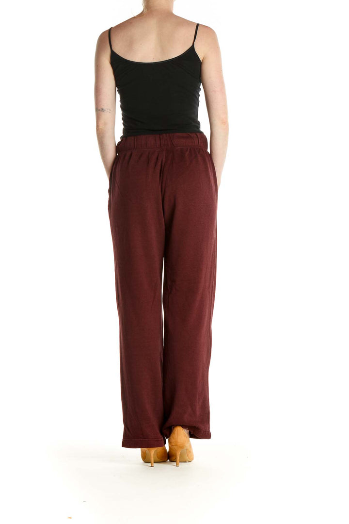 Red Solid Casual Sweatpants