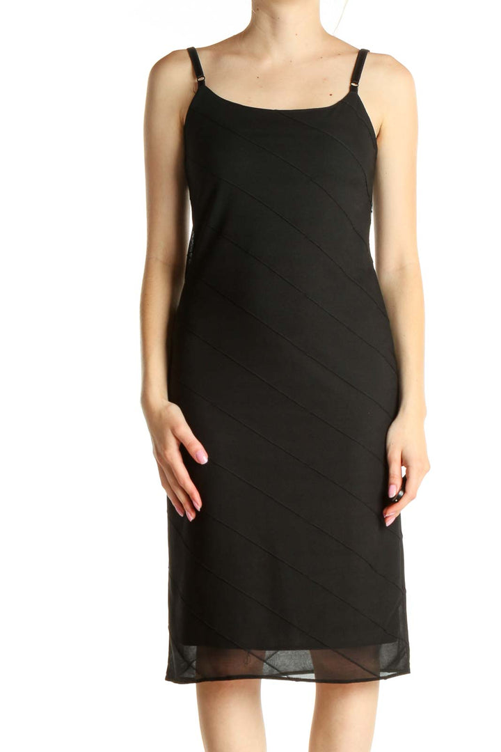 Black Solid Classic Sheath Dress