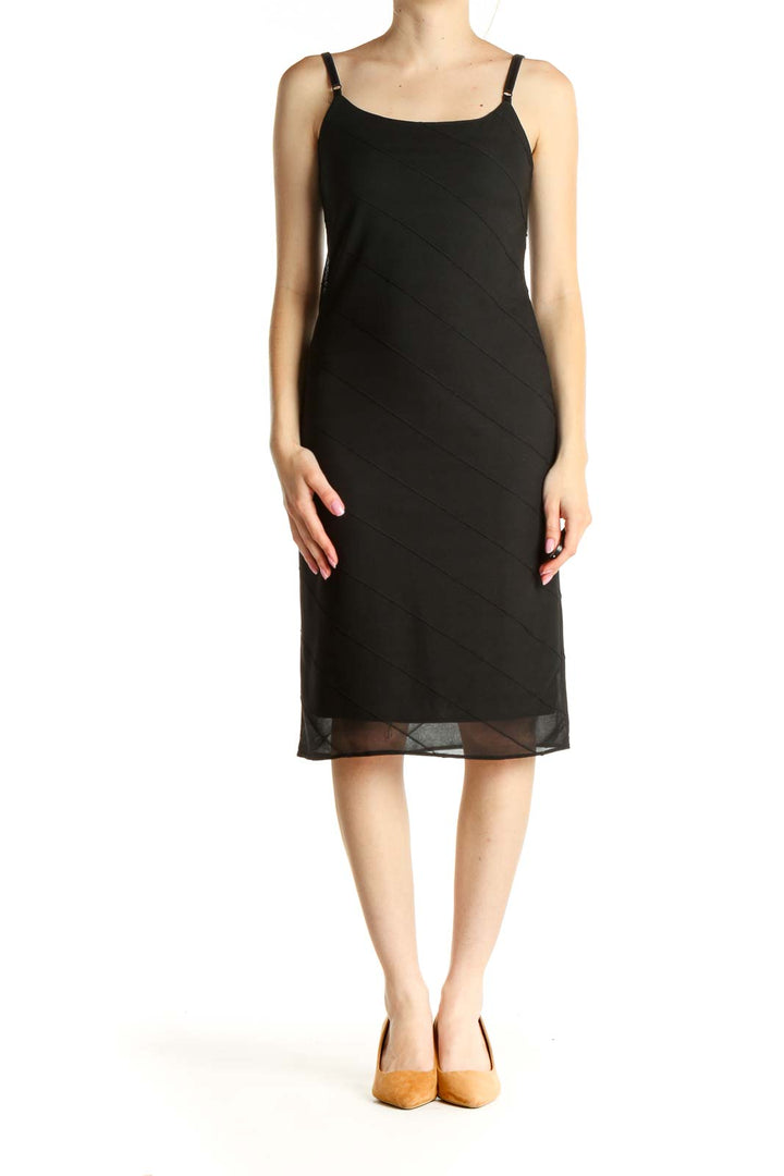 Black Solid Classic Sheath Dress