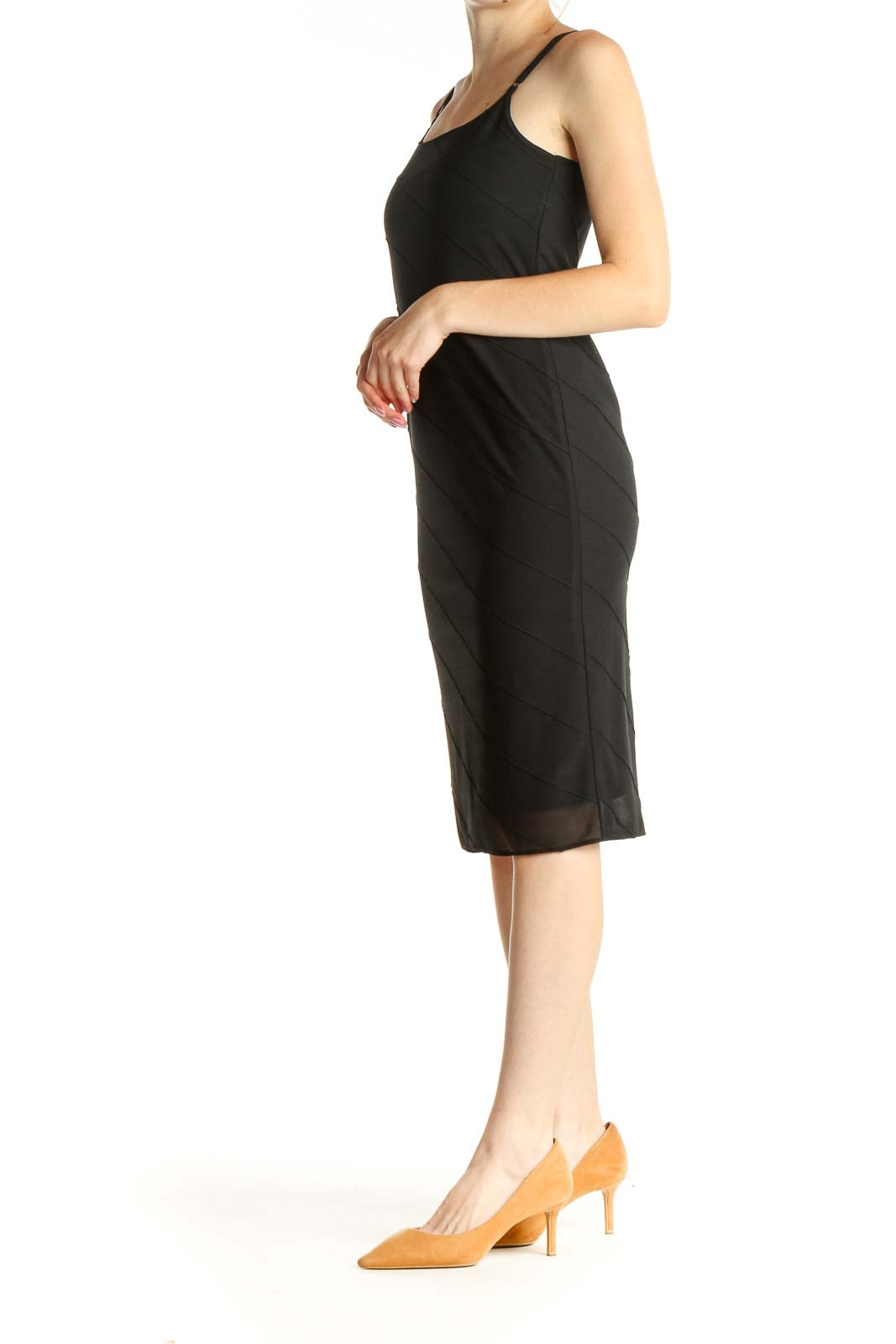 Black Solid Classic Sheath Dress