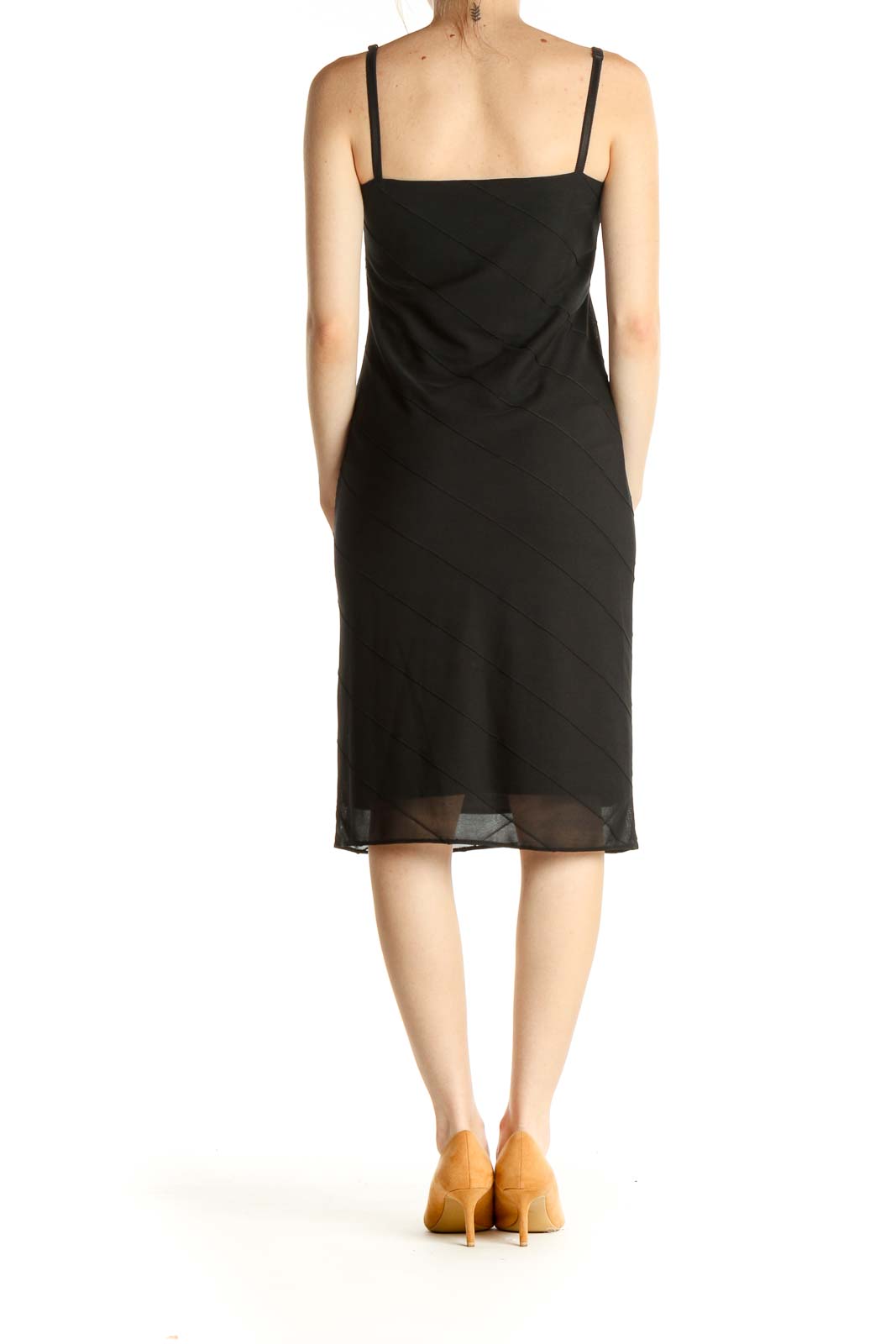 Black Solid Classic Sheath Dress