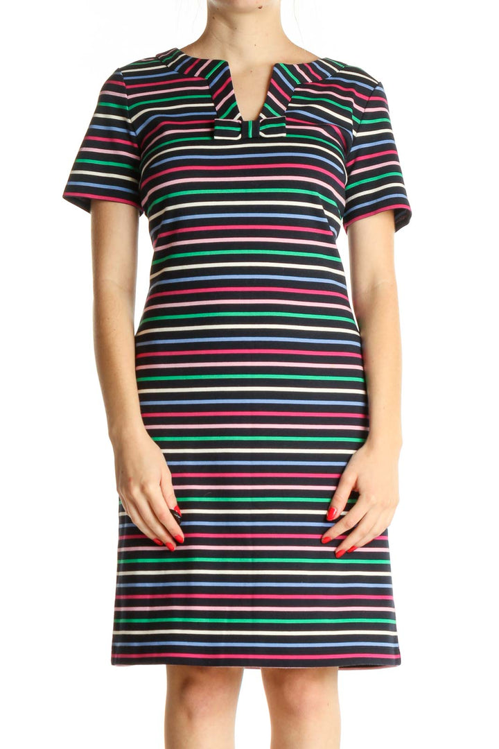 Blue Striped Day A-Line Dress