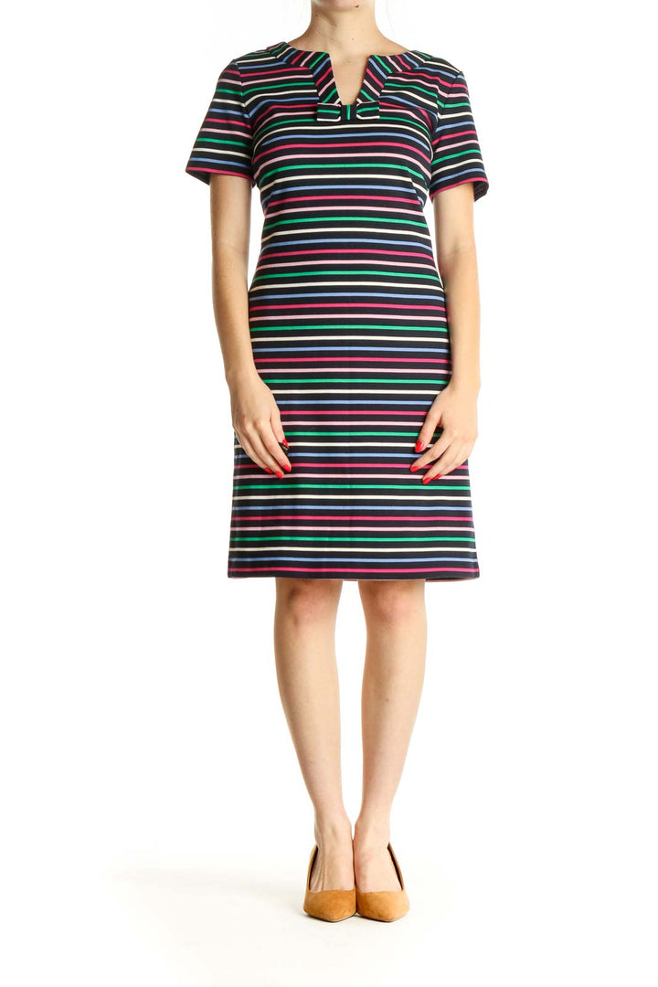 Blue Striped Day A-Line Dress