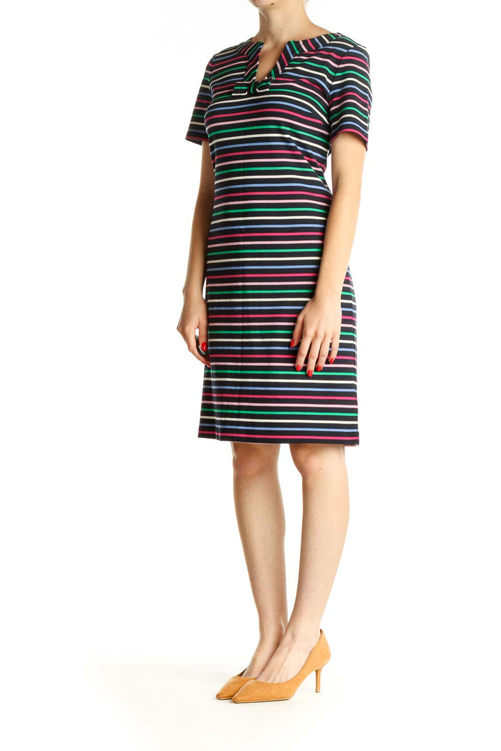 Blue Striped Day A-Line Dress