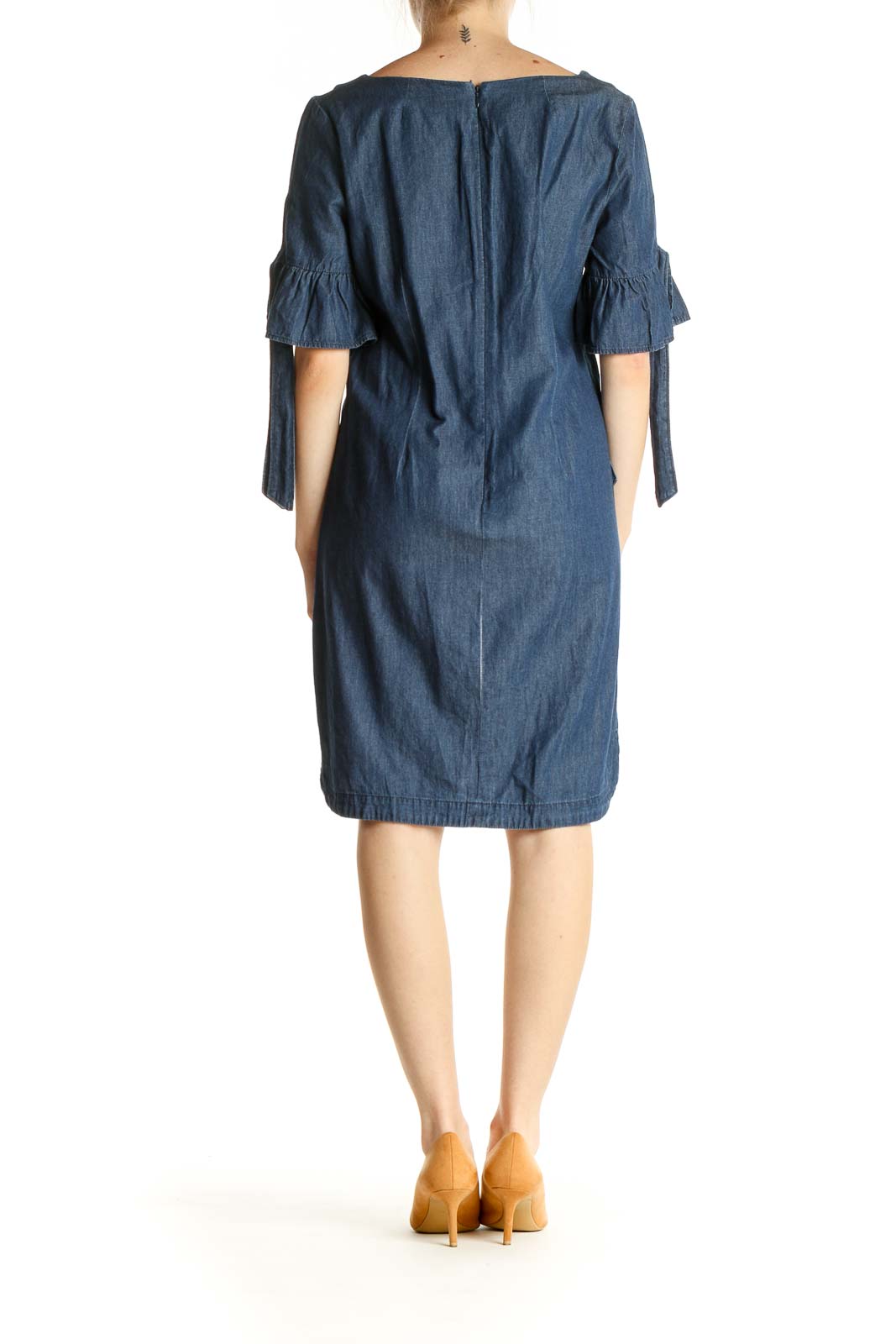 Blue Solid Day Shift Dress