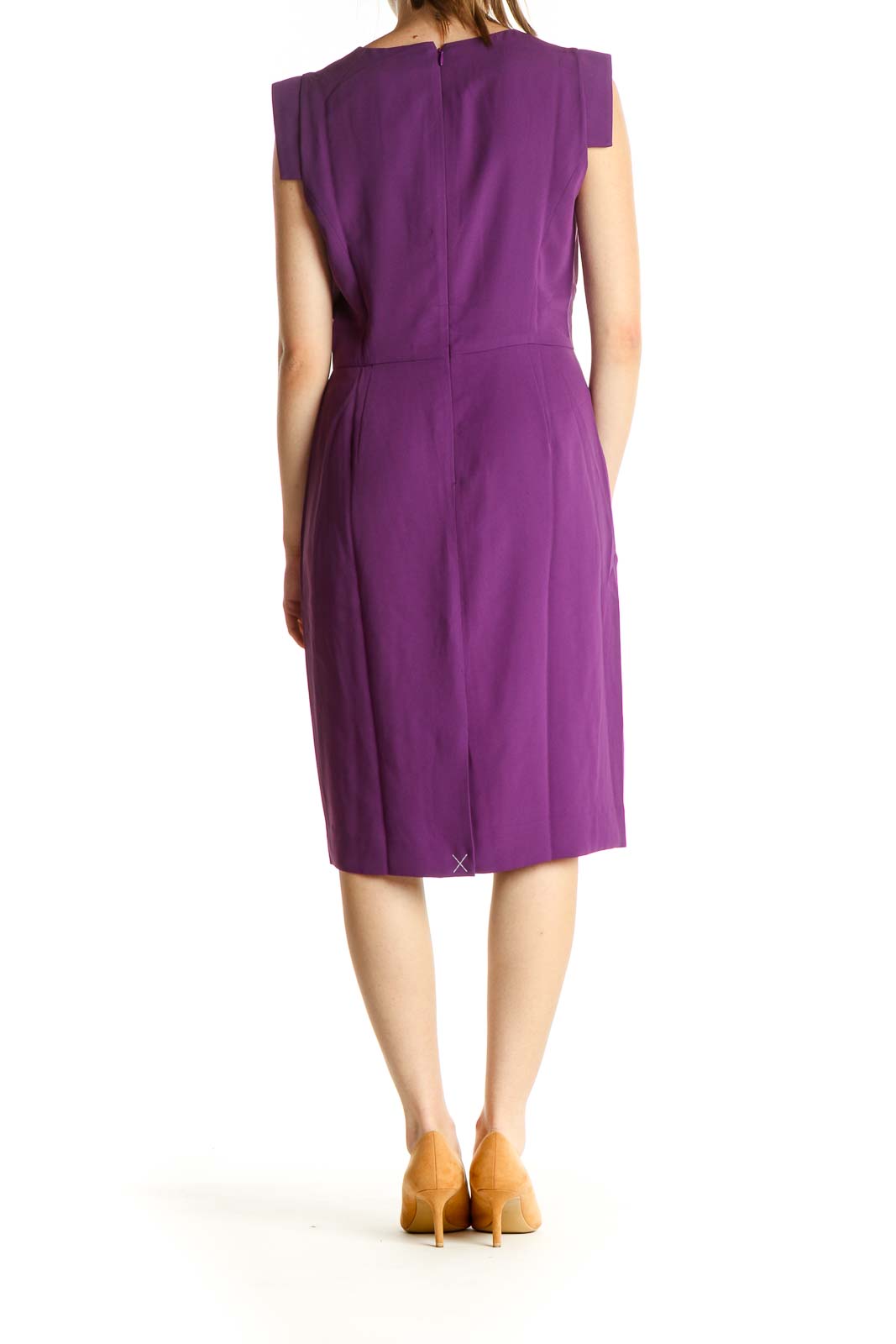 Purple Solid Day Shift Dress