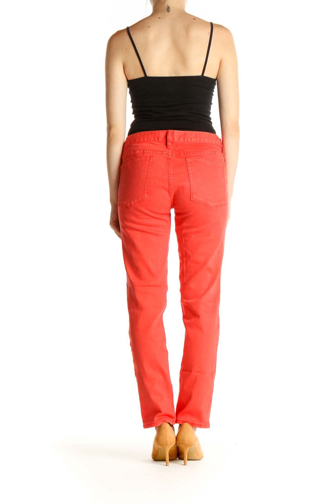 Orange Solid All Day Wear Pants