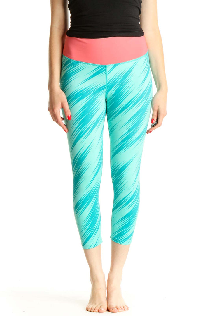 Blue Printed Activewear Leggings