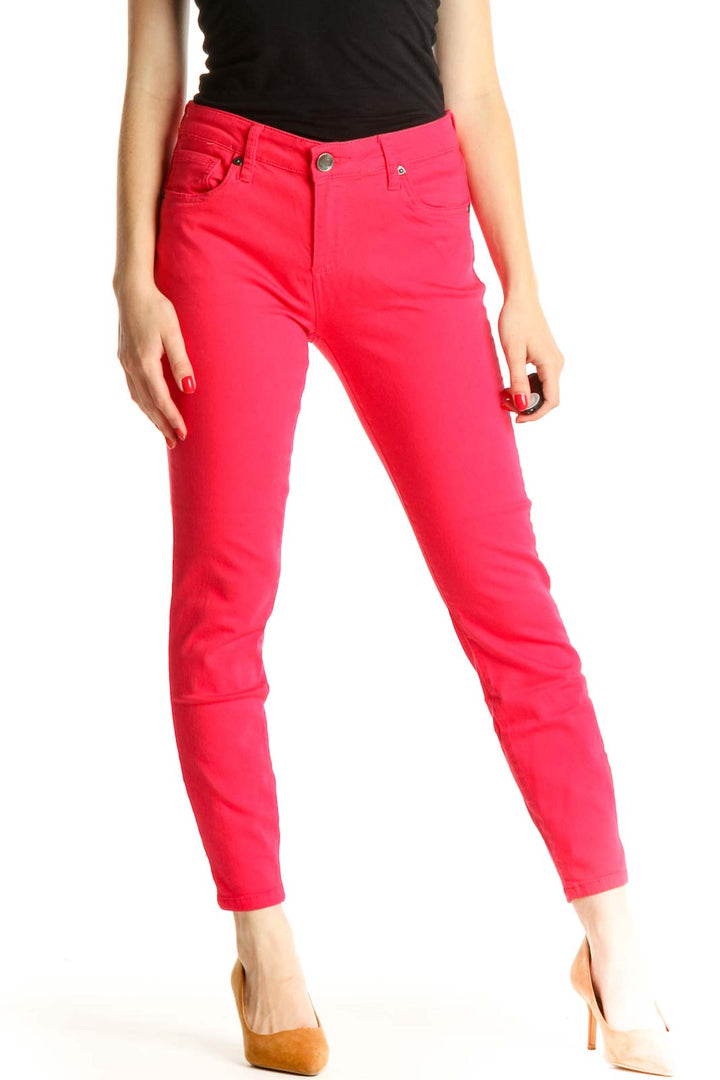 Pink Printed Casual Pants