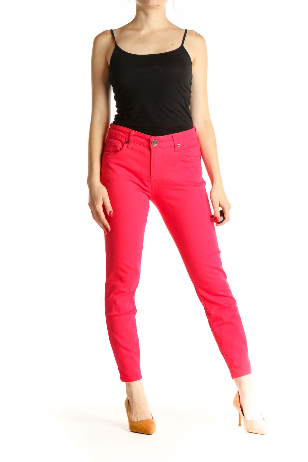 Pink Printed Casual Pants